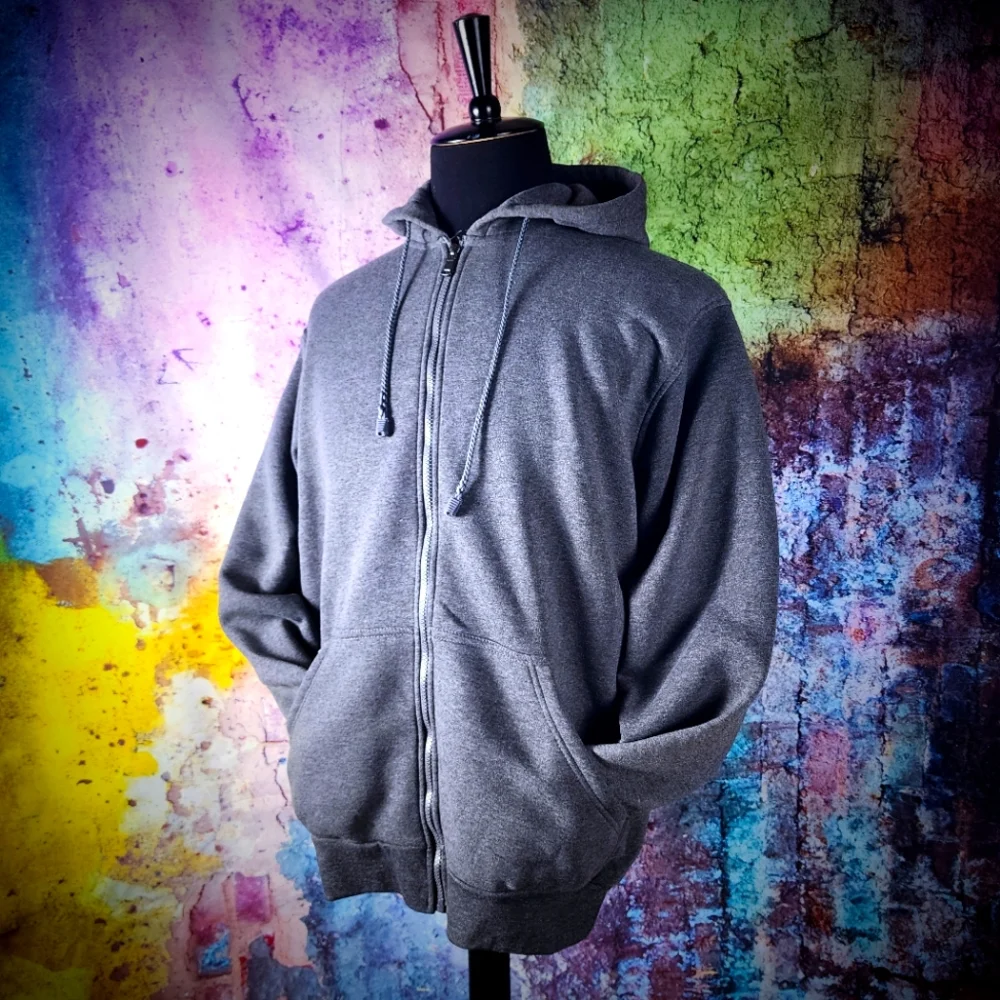 XXL Casual Grey Full Zip Lightweight Hoodie - Picture 1 of 10